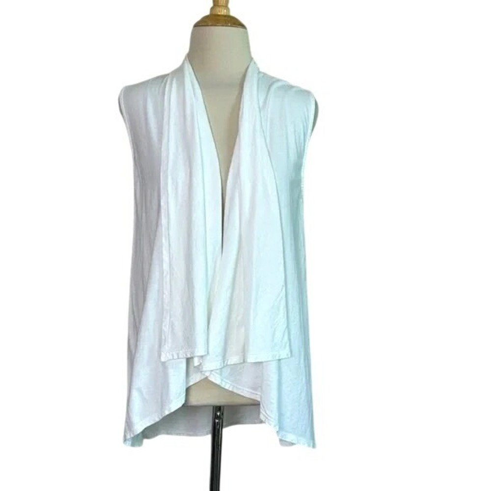 JAMS WORLD Large Ivory Stretch Cotton Sleeveless‎ Open Knit Vest Closet Staple